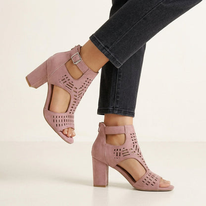 Women's Block Heel Cut-Out Sandal