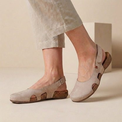 Orthopedic Slingback Sandals Cork Sole Cut-Out Detail