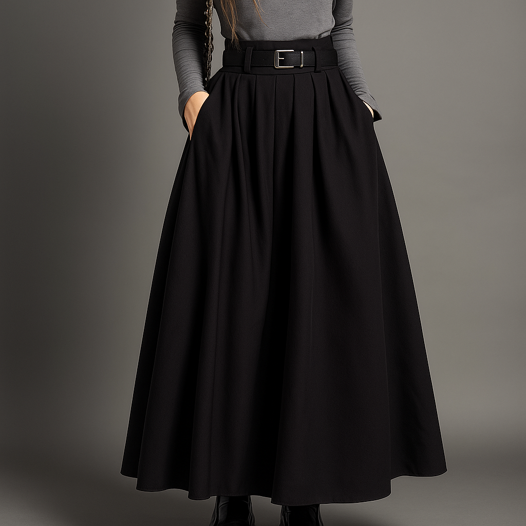 Women's Pleated Maxi Skirt - VibreMode