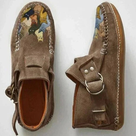 Fashionable Cat Print Slip On Women's Shoes