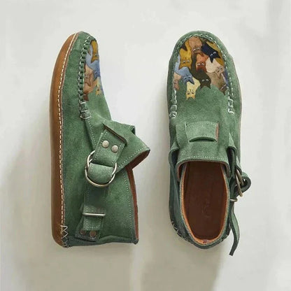 Fashionable Cat Print Slip On Women's Shoes