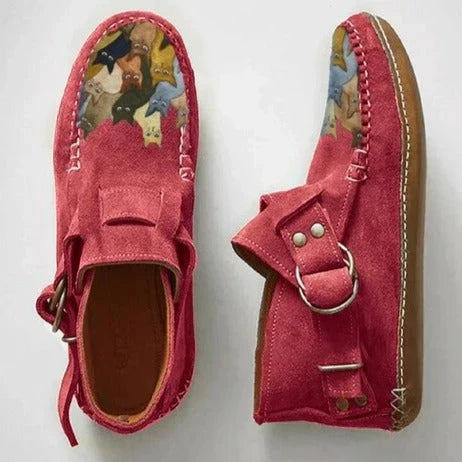 Fashionable Cat Print Slip On Women's Shoes