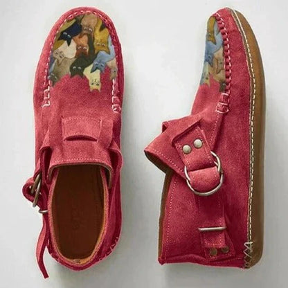 Fashionable Cat Print Slip On Women's Shoes