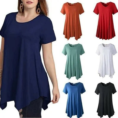 Plus Size Cotton Short Sleeve T-Shirt Loose Fit - VibreMode