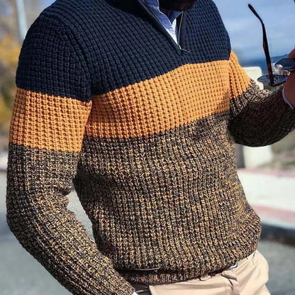 Multicolored Patterned Zip Up Sweater