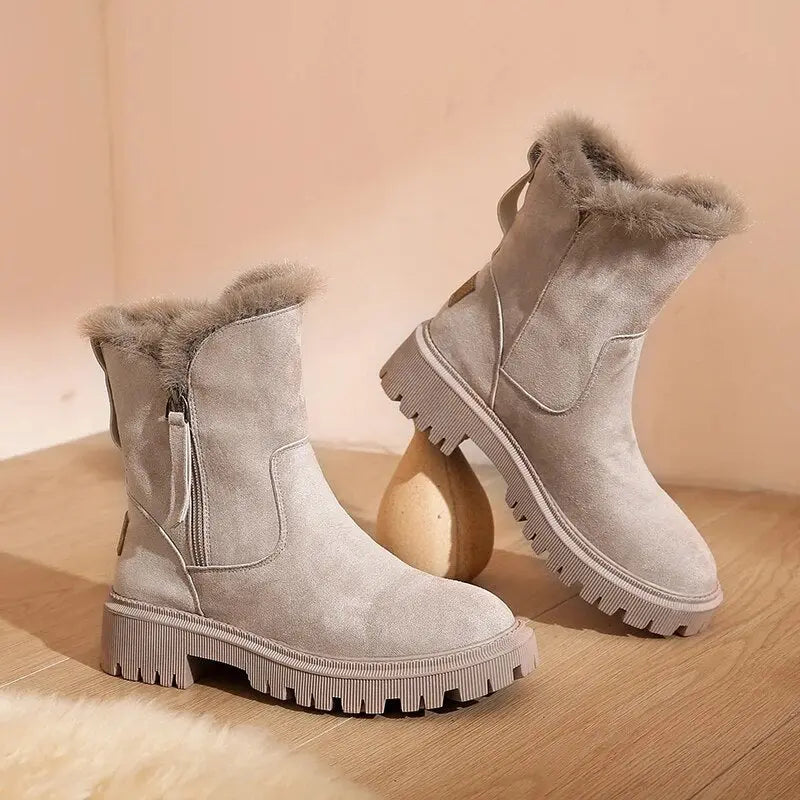 Women's Plush Snow Boots Platform Winter Warm - VibreMode