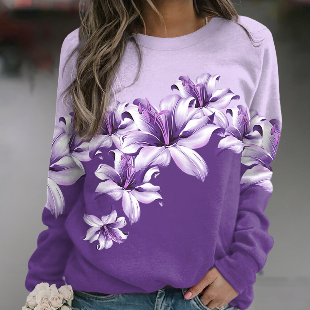 Women's Floral Sweatshirt Soft Breathable Long Sleeve