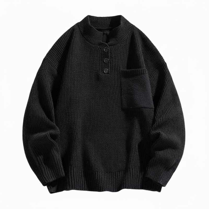 Men's Pocket Henley Cotton Sweater