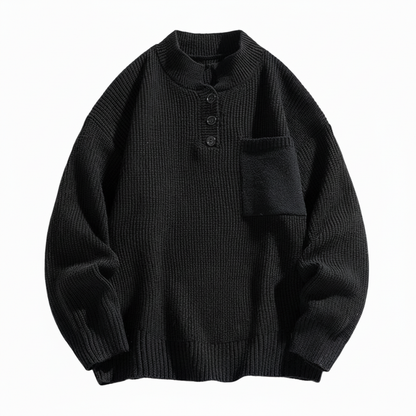 Men's Pocket Henley Cotton Sweater