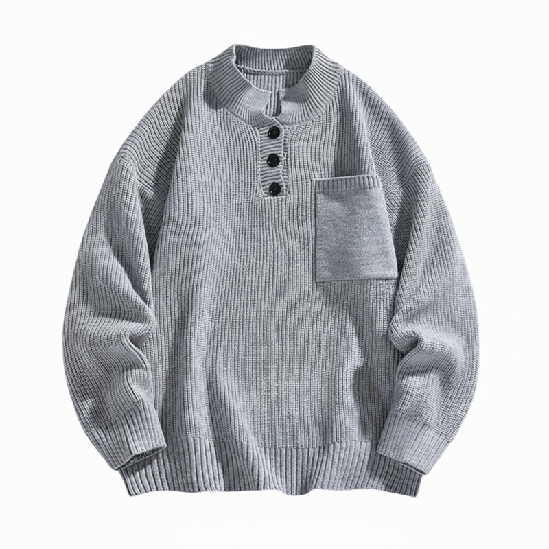Men's Pocket Henley Cotton Sweater