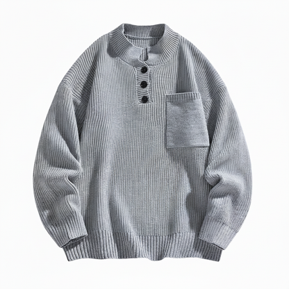 Men's Pocket Henley Cotton Sweater