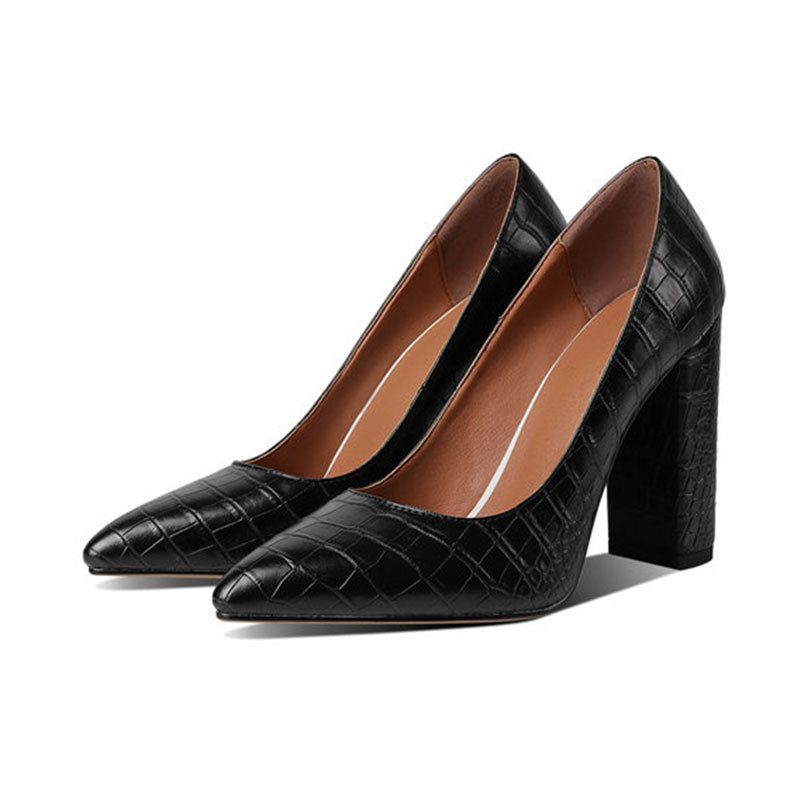 Women's Pointed-Toe Block Heel Pumps - VibreMode