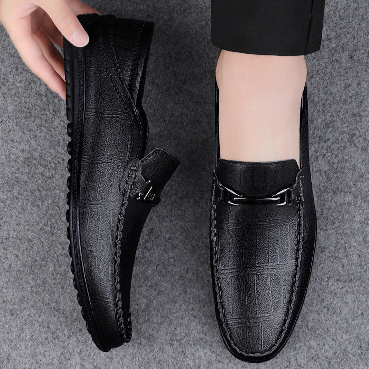 Men's Slip-On Loafers Comfortable Leather Brown - VibreMode