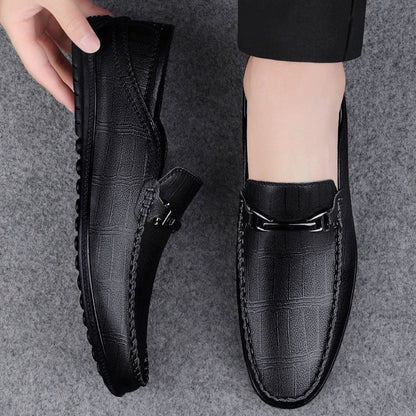 Men's Slip-On Loafers Comfortable Leather Brown - VibreMode