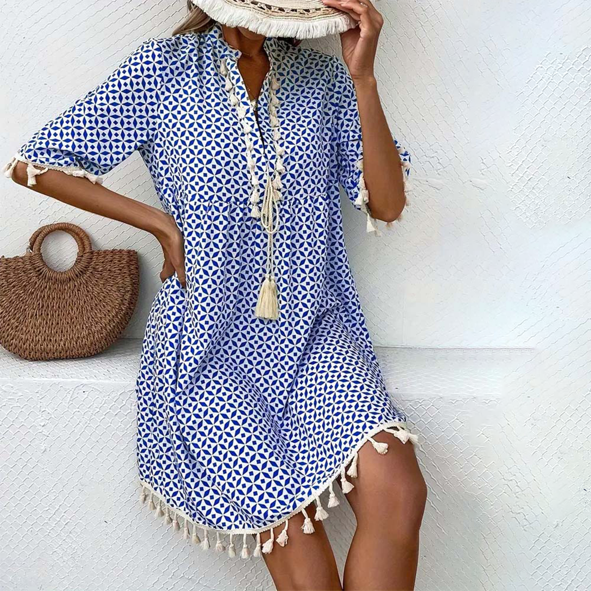 Women's Printed Mini Dress Comfortable Summer Wear - VibreMode