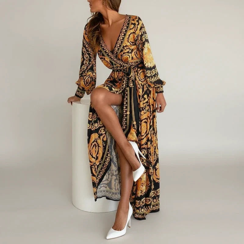 Women's Printed Maxi Wrap Dress