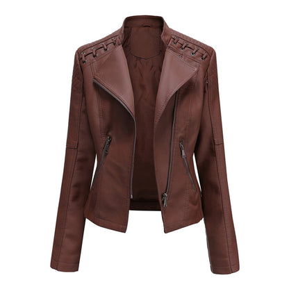 Women's Leather Motorcycle Jacket Durable Black