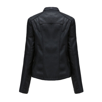 Women's Leather Motorcycle Jacket Durable Black