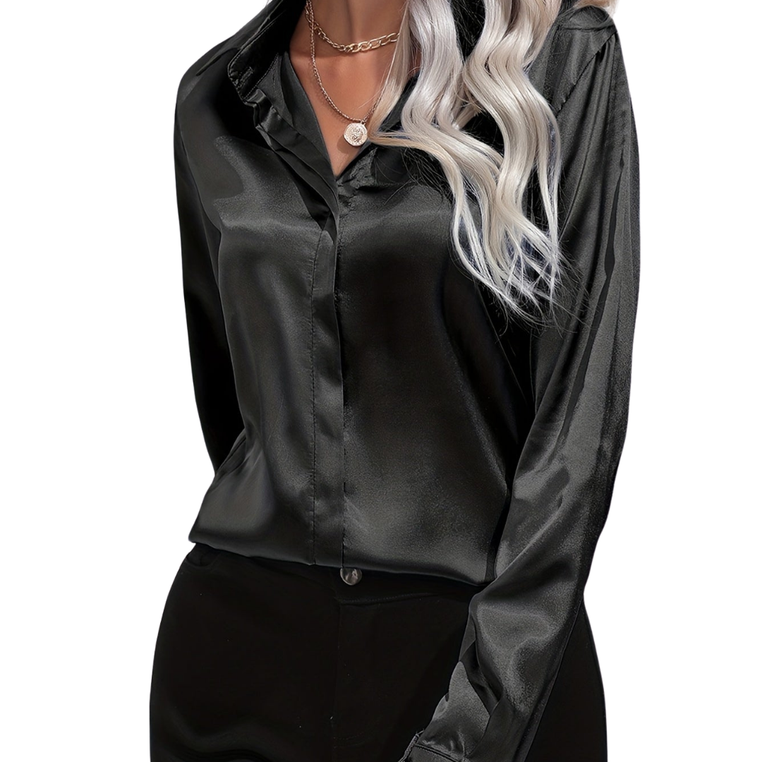 Ladies Classic Long Sleeve Silk Blouses - VibreMode