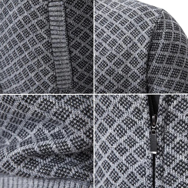 Men's Zip Front Cardigan Stand Collar