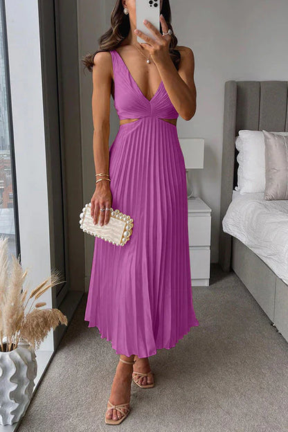 Women's Pleated Maxi Dress Flowy
