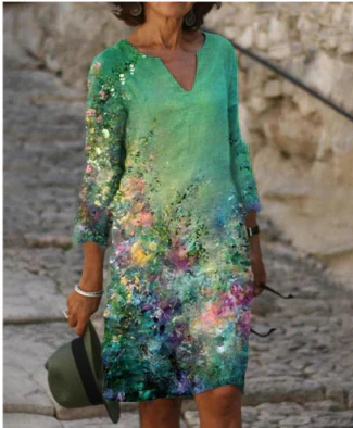Elegant Floral V Neck Summer Dress