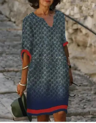 Elegant Floral V Neck Summer Dress