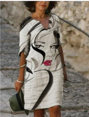 Elegant Floral V Neck Summer Dress