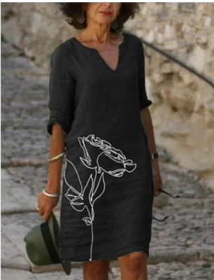 Elegant Floral V Neck Summer Dress