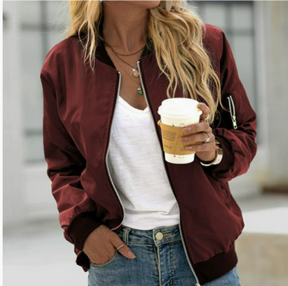 Women's Long Sleeved Bomber Jacket Lightweight