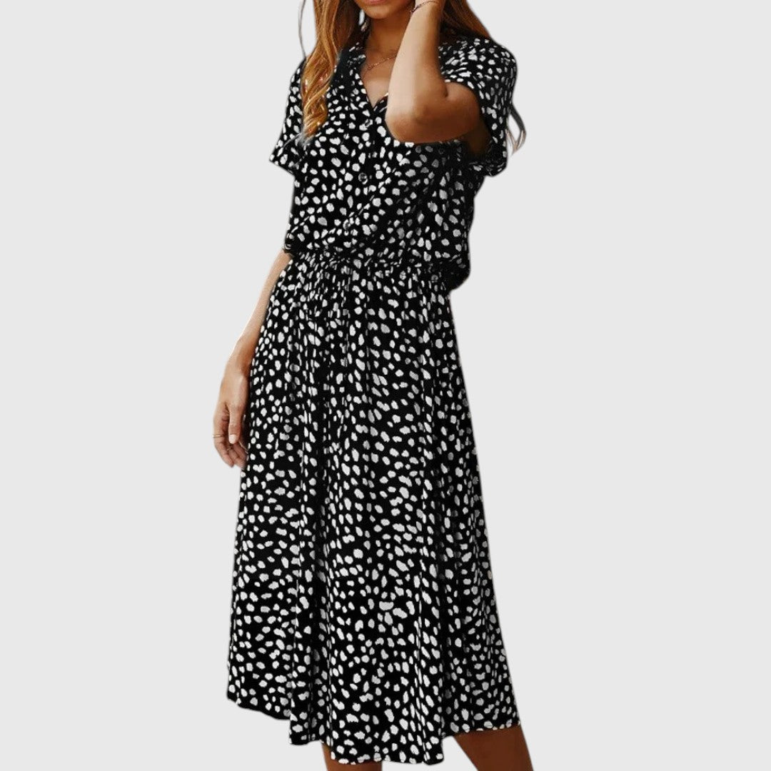 Colorful Front Button Midi Dress