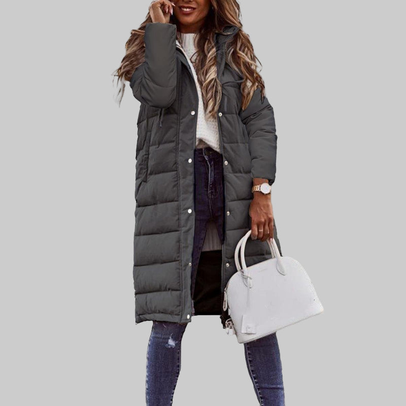 Women's Quilted Long Hooded Parka Jacket