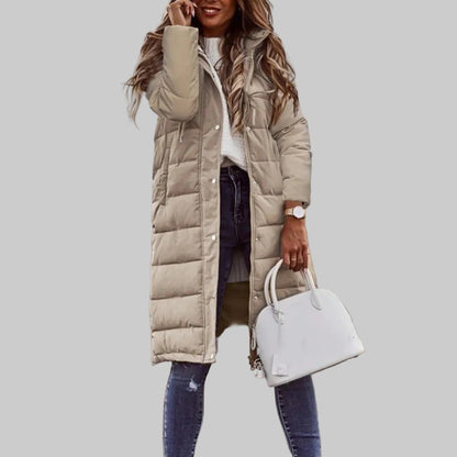 Women's Quilted Long Hooded Parka Jacket