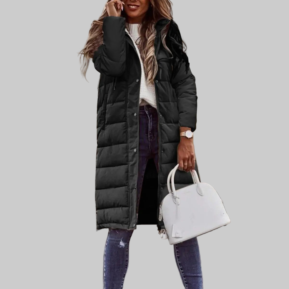 Women's Quilted Hooded Parka Jacket - VibreMode