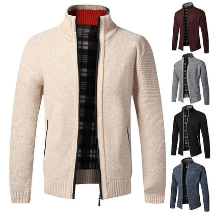 Warm Checked Button Men's Cardigan