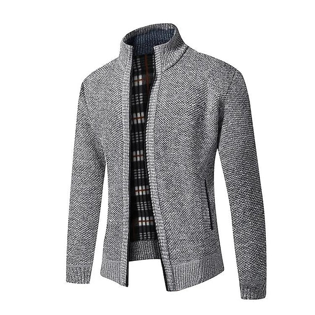 Warm Checked Button Men's Cardigan