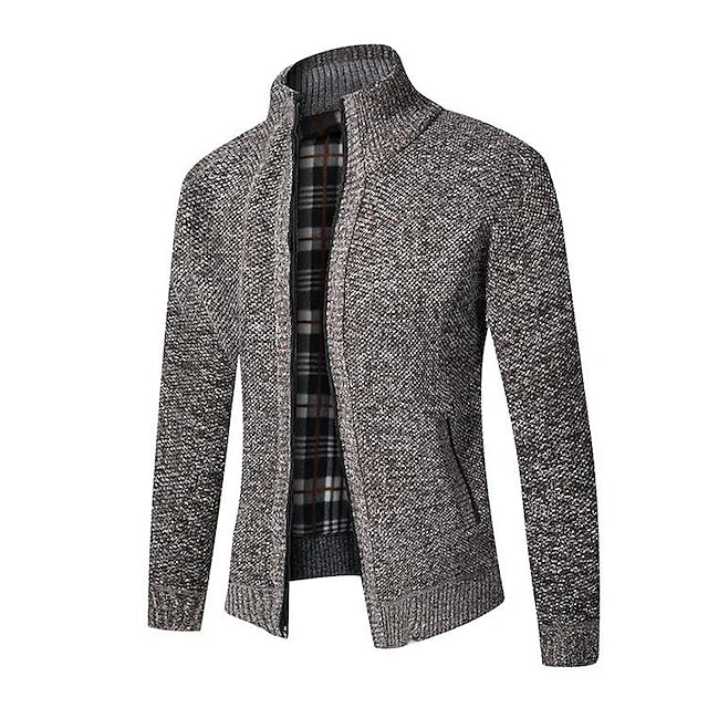 Warm Checked Button Men's Cardigan