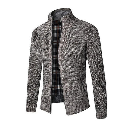 Warm Checked Button Men's Cardigan