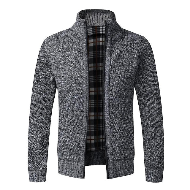 Warm Checked Button Men's Cardigan