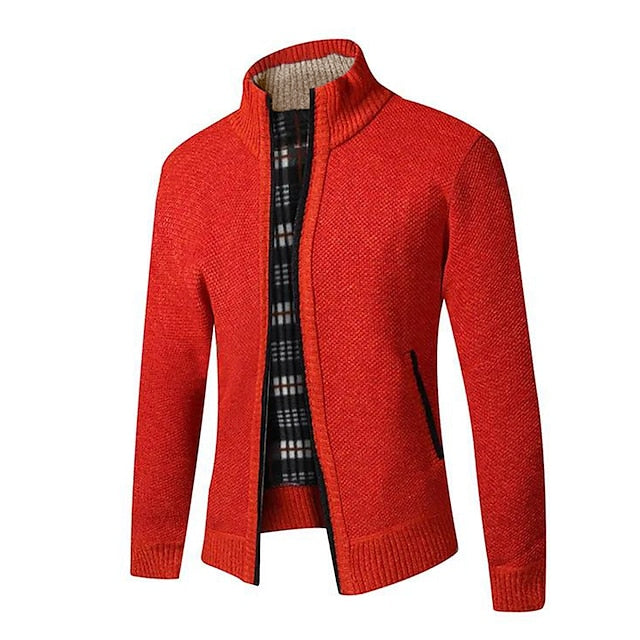 Warm Checked Button Men's Cardigan