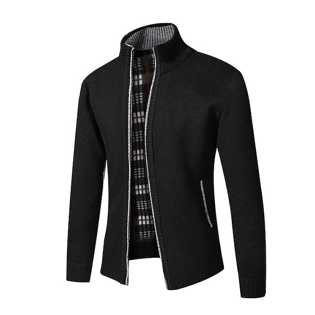 Warm Checked Button Men's Cardigan