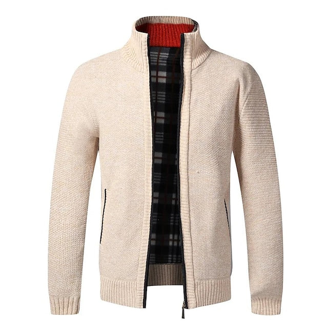 Warm Checked Button Men's Cardigan