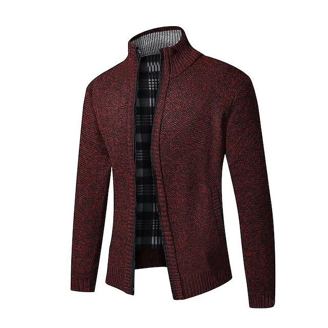 Warm Checked Button Men's Cardigan