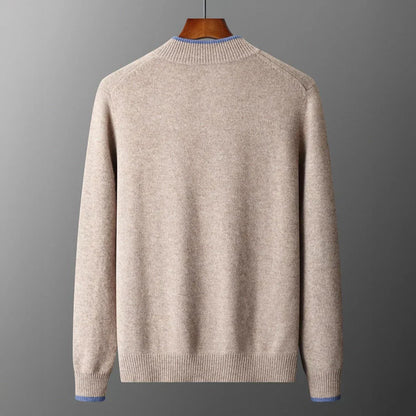 Men's Cashmere Zip Jacket Warm Beige