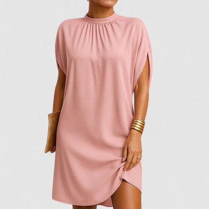 Women's Mock Neck Midi Dress Batwing Sleeves - VibreMode
