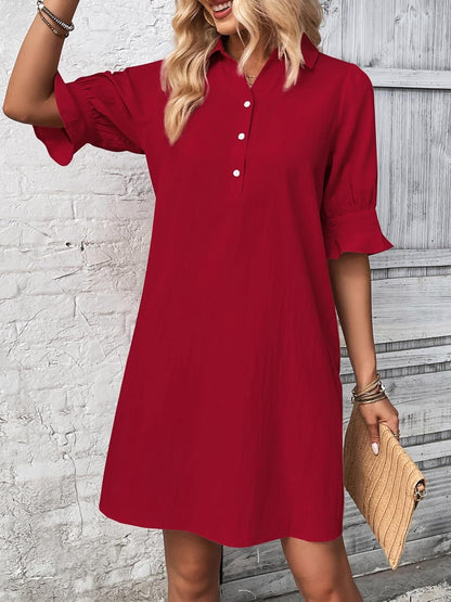 Classic Fit Women's 3/4 Sleeve Shirt Dress