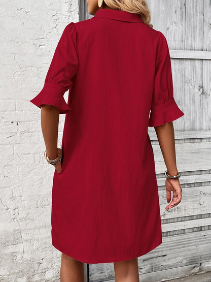 Classic Fit Women's 3/4 Sleeve Shirt Dress