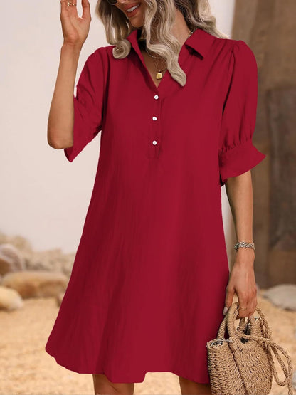 Classic Fit Women's 3/4 Sleeve Shirt Dress