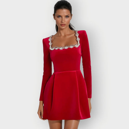 Luxurious Velvet Short Sleeve Dress