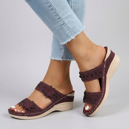 Women's Orthopedic Wedge Sandals Floral Embellished Comfort